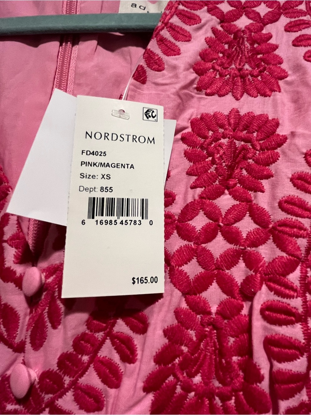 Nordstrom Pink & Fuchsia Embroidered Maxi Dress - Picture 3 of 7